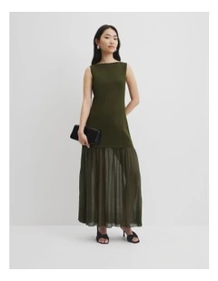 Boatneck Knit Dress in Deep Olive