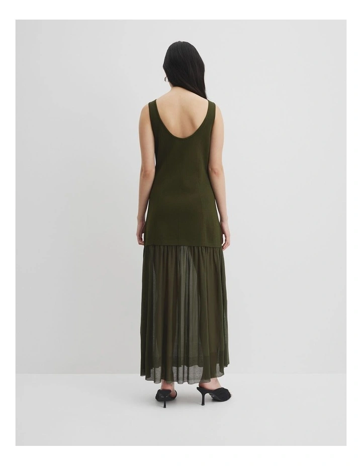 Boatneck Knit Dress in Deep Olive image 5