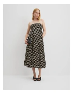 Midi Bandeau Dress in Twisted Geo