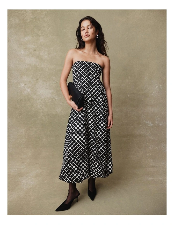 Midi Bandeau Dress in Twisted Geo image 2