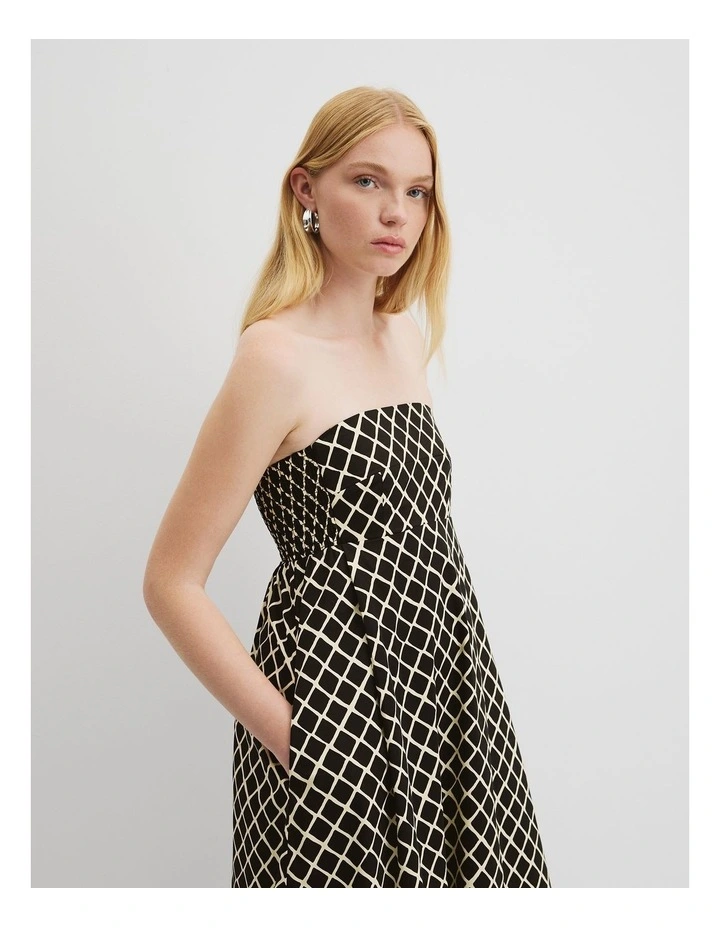 Midi Bandeau Dress in Twisted Geo image 3