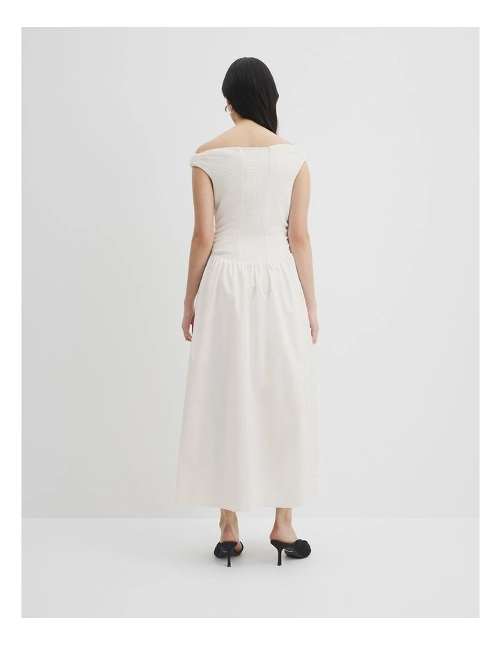 Off Shoulder Midi Dress in Antique White image 5