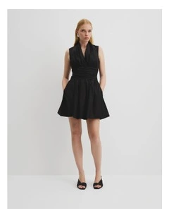 Gathered Hem Mini Dress in Black