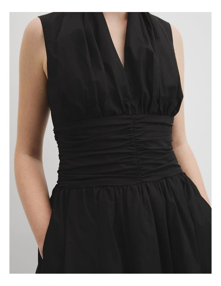 Gathered Hem Mini Dress in Black image 3