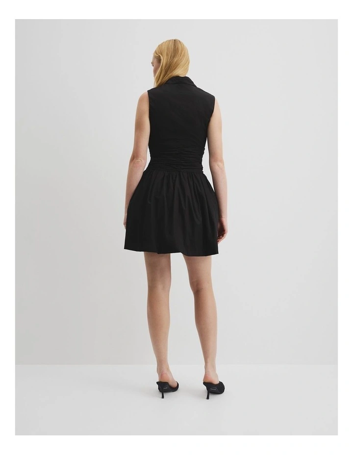 Gathered Hem Mini Dress in Black image 4