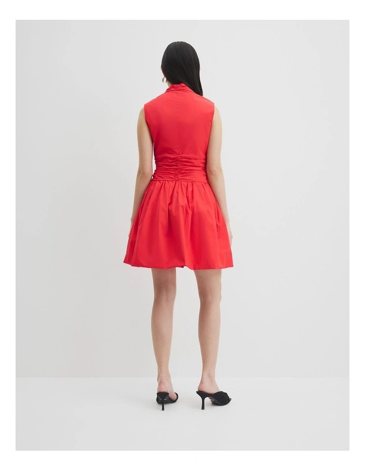 Gathered Hem Mini Dress in Vivid Red image 5