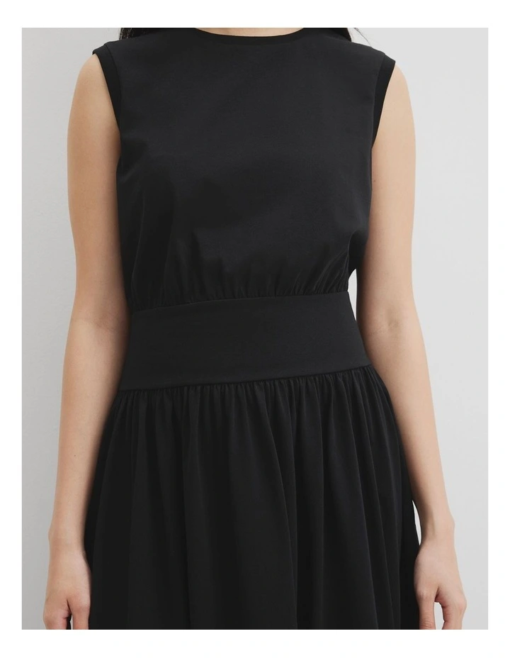 Australian Cotton Jersey Gather Dress in Black image 3