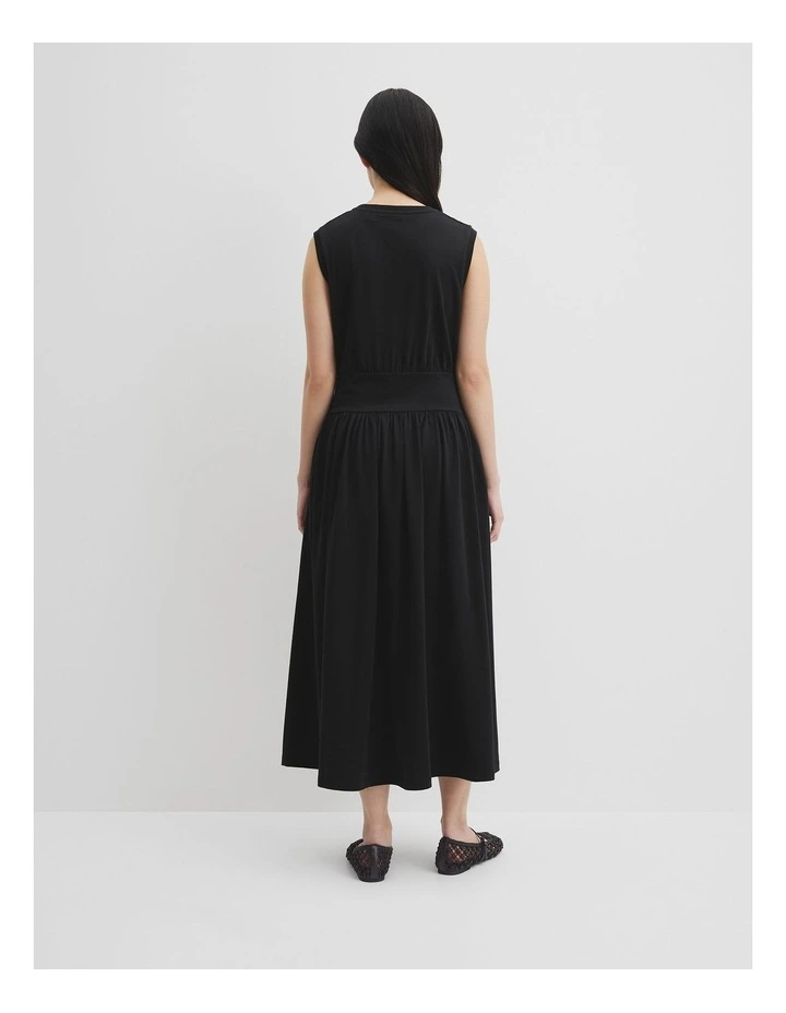 Australian Cotton Jersey Gather Dress in Black image 4