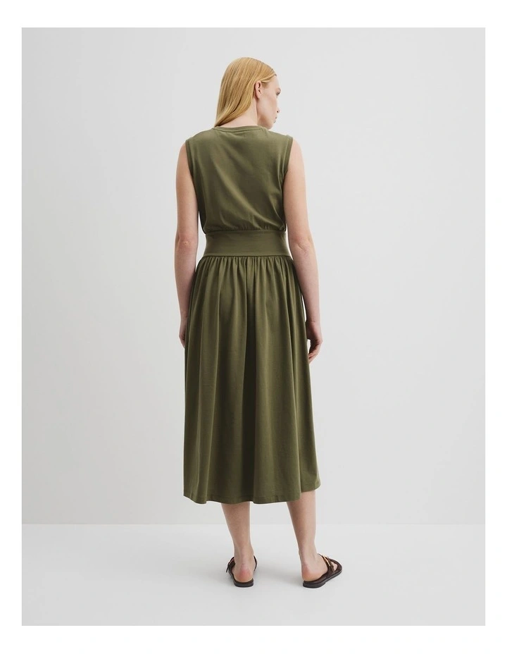 Australian Cotton Jersey Gather Dress in Caper image 4