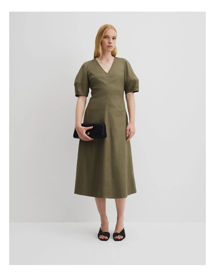 Fit And Flare Midi Dress in Caper image 1