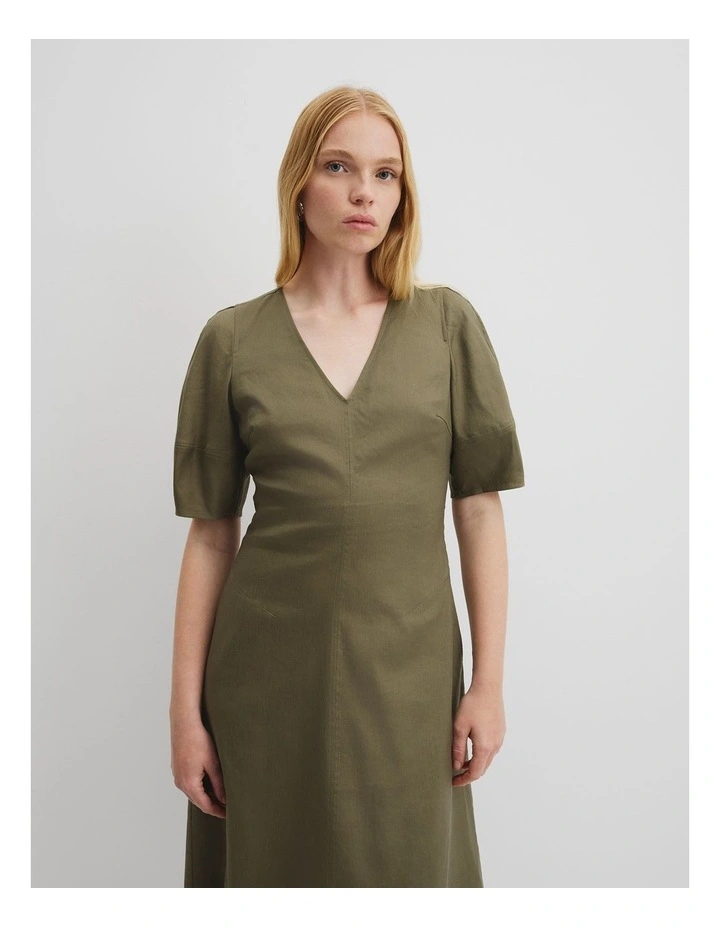 Fit And Flare Midi Dress in Caper image 3