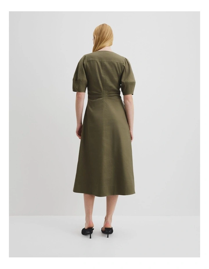Fit And Flare Midi Dress in Caper image 4