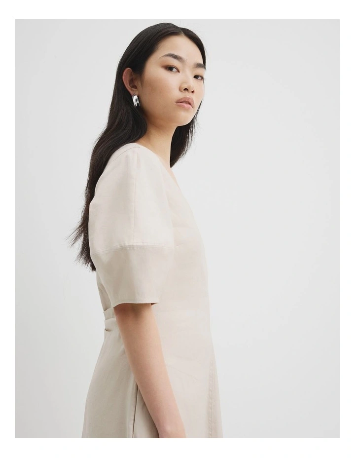 Fit And Flare Midi Dress in Tahini image 2