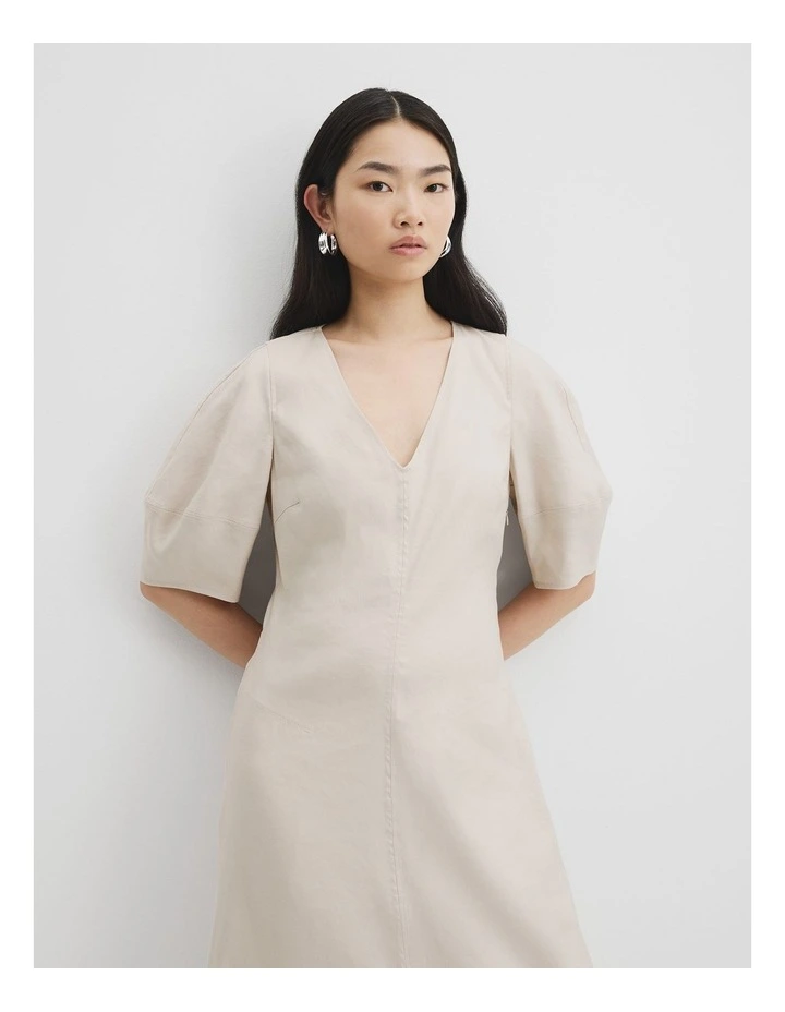 Fit And Flare Midi Dress in Tahini image 3