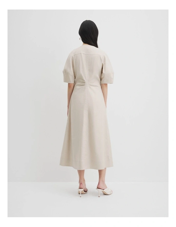 Fit And Flare Midi Dress in Tahini image 4