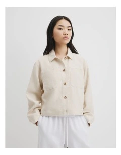 Linen Shacket in Sesame