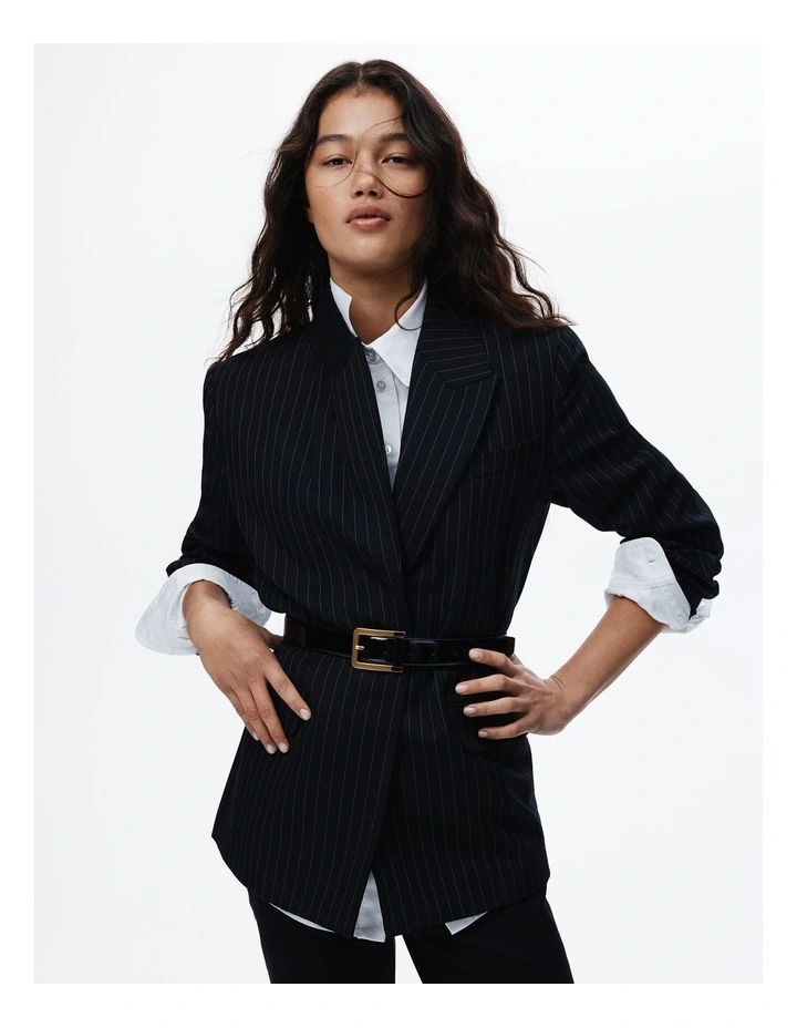 Pinstripe Blazer in Black Stripe image 2