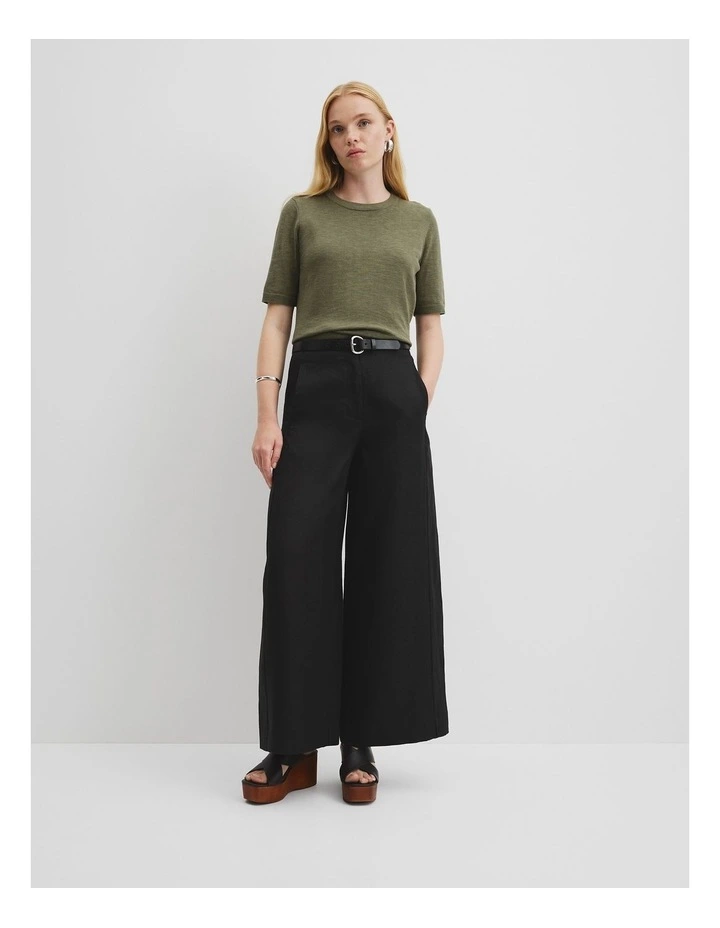 Organically Grown Cotton Linen Short Sleeve Knit T-shirt in Caper image 3