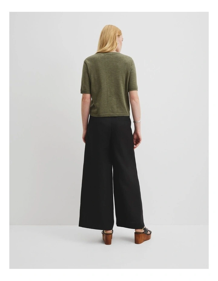Organically Grown Cotton Linen Short Sleeve Knit T-shirt in Caper image 4