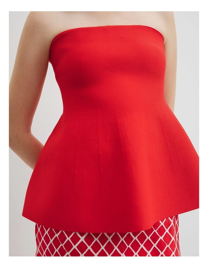 Compact Bandeau Knit in Vivid Red image 2