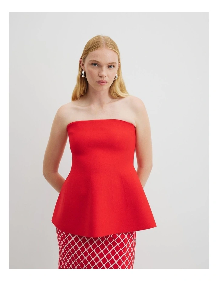 Compact Bandeau Knit in Vivid Red image 3