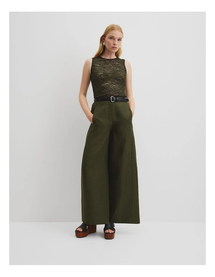 Lace Knit Tank in Caper image 3