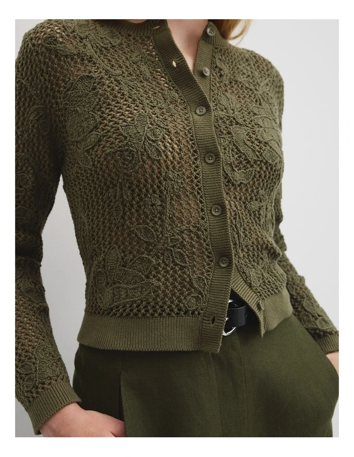 Applique Knit Cardigan in Caper image 2