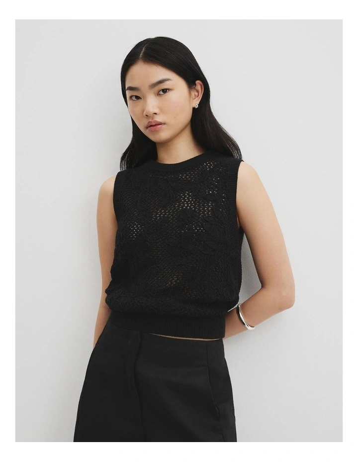 Applique Knit Tk in Black image 3