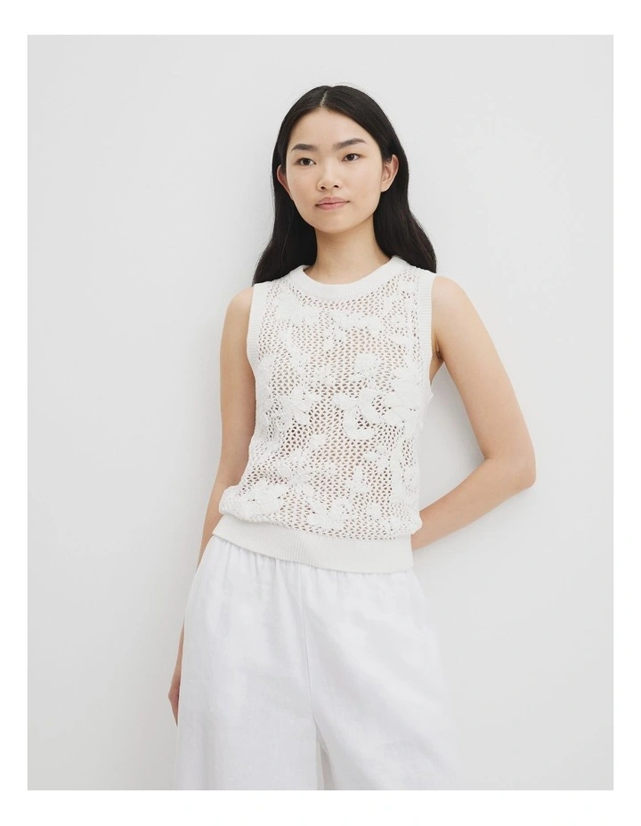 Applique Knit Tk in Antique White image 2