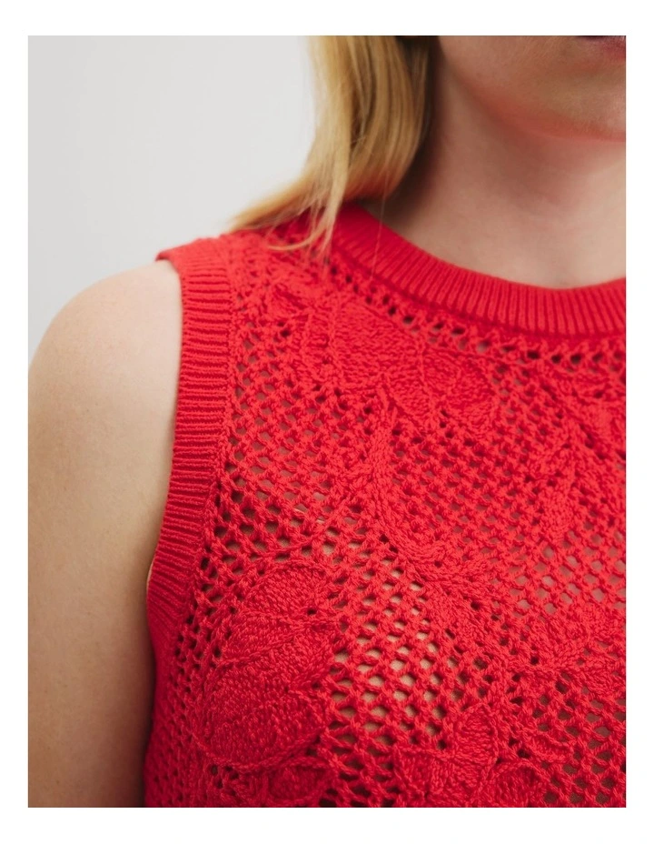 Applique Knit Tank in Vivid Red image 2