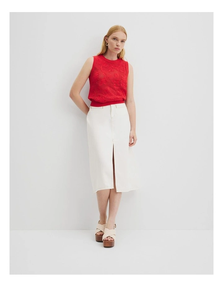 Applique Knit Tank in Vivid Red image 3