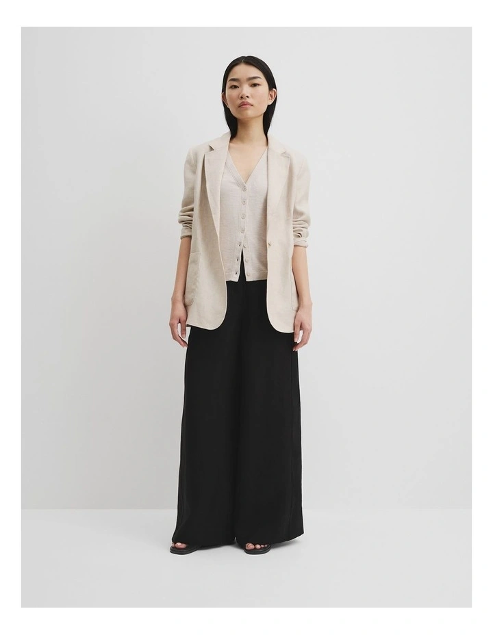 Organically Grown Cotton Linen Vest in Tahini image 1