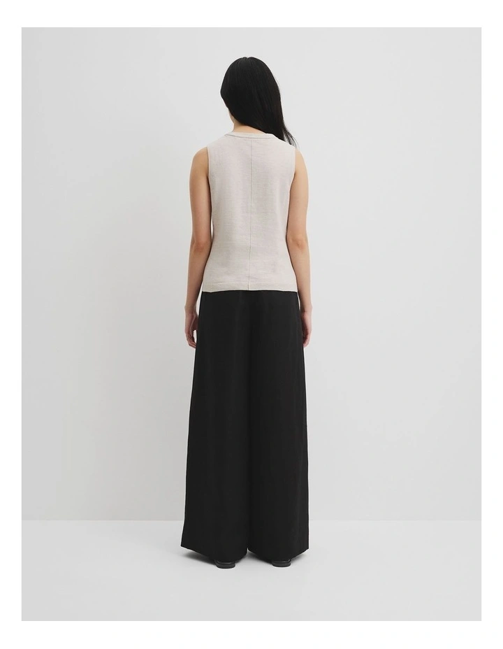 Organically Grown Cotton Linen Vest in Tahini image 4