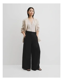 Linen Panel Pant in Black