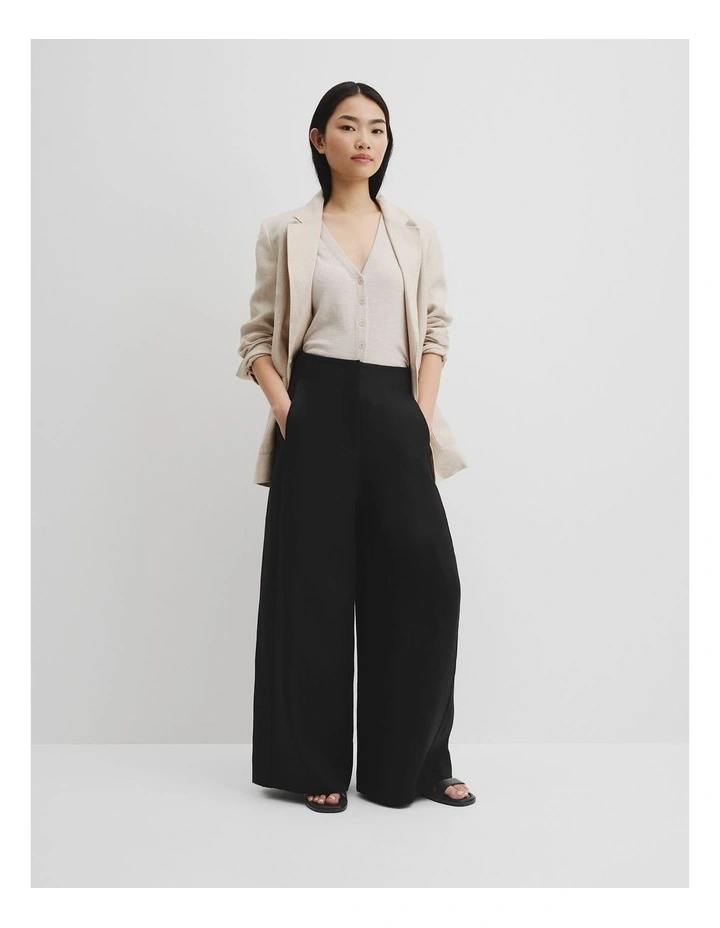 Linen Panel Pant in Black image 1