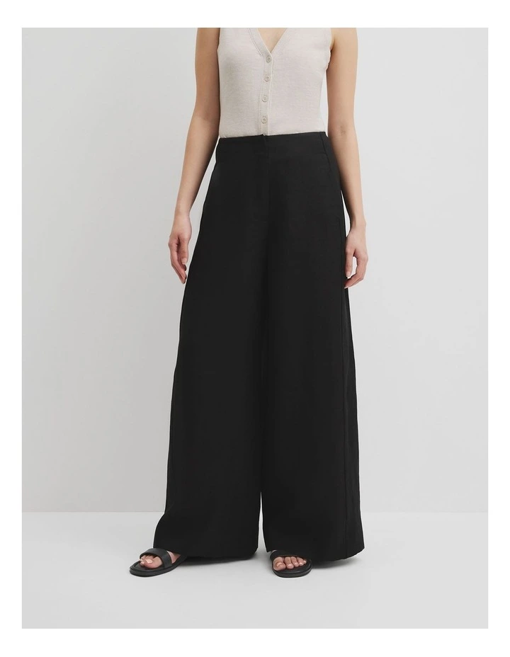 Linen Panel Pant in Black image 2