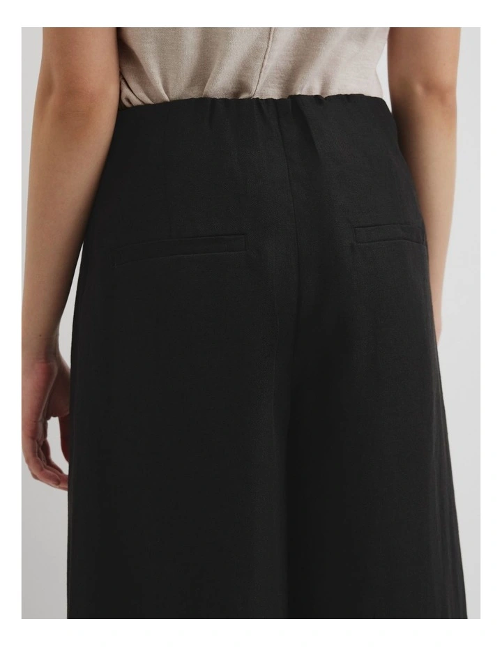 Linen Panel Pant in Black image 3