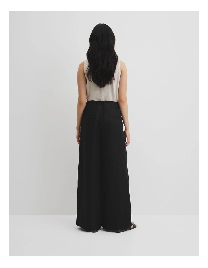 Linen Panel Pant in Black image 4