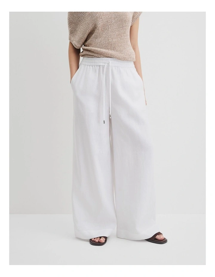 Organically Grown Linen Pull-on Pant in White image 2