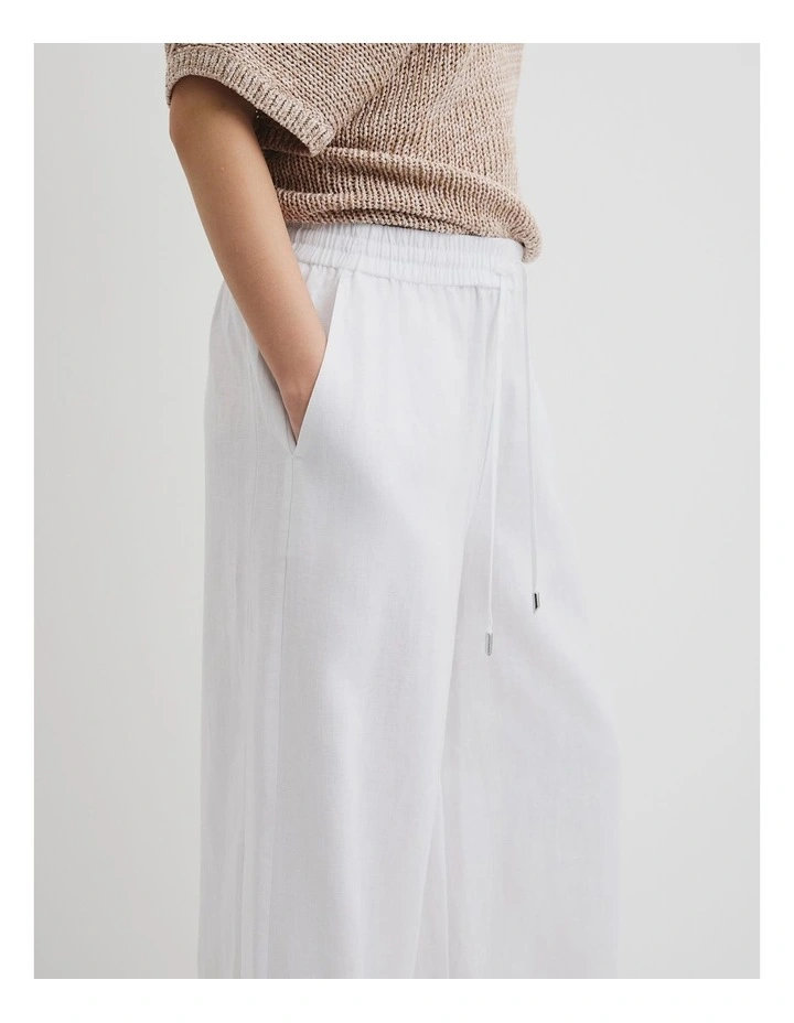 Organically Grown Linen Pull-on Pant in White image 3