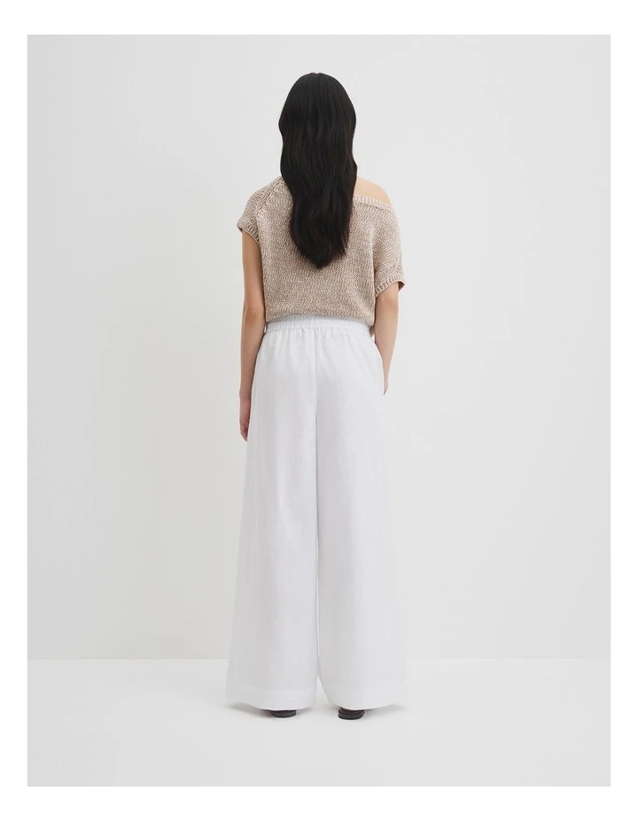 Organically Grown Linen Pull-on Pant in White image 4