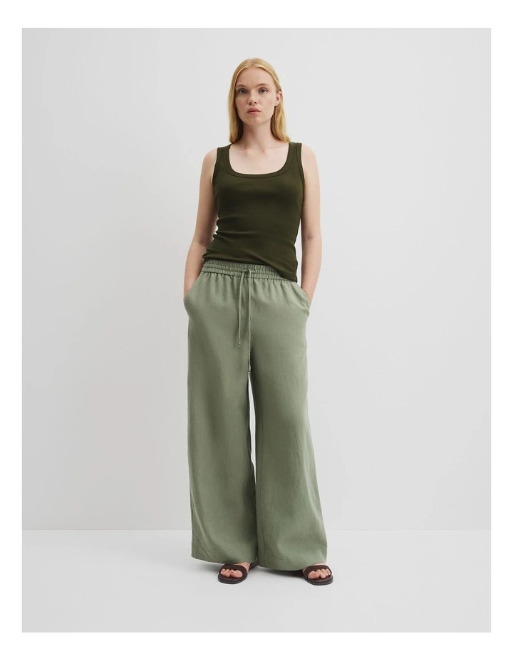 Organically Grown Linen Pull-on Pant in Sage image 1