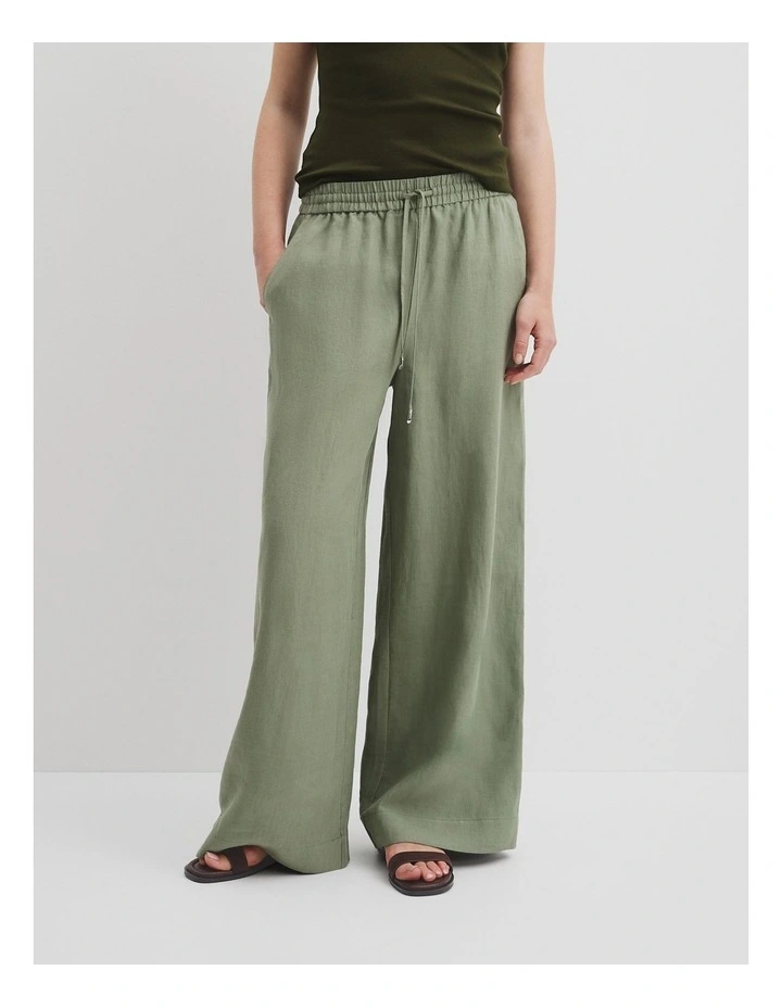 Organically Grown Linen Pull-on Pant in Sage image 2