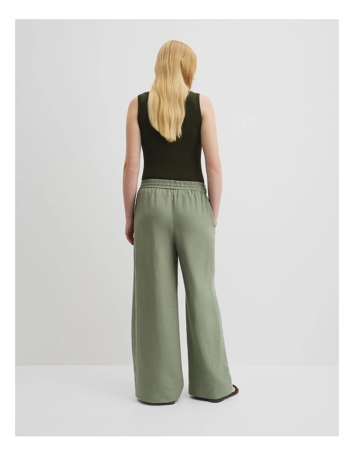Organically Grown Linen Pull-on Pant in Sage image 4