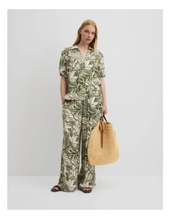 Print Pull On Cupro Pant in Etched Tropical