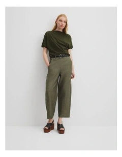 Organically Grown Linen Tapered Pant in Deep Olive
