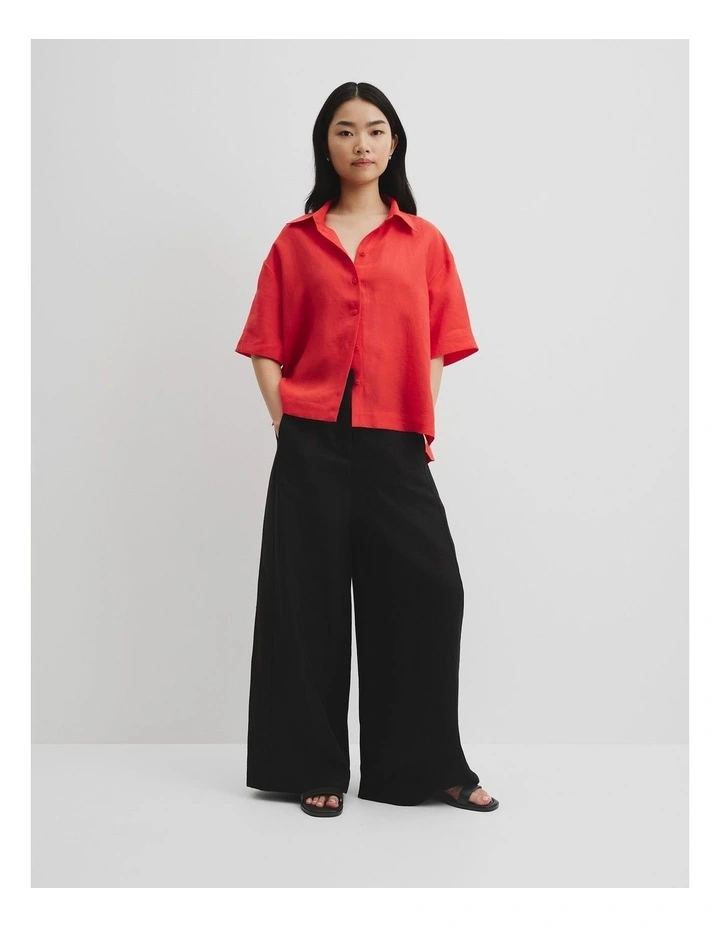 Organically Grown Linen Short Sleeve Shirt in Vivid Red image 4
