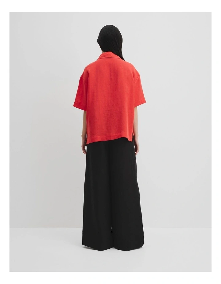 Organically Grown Linen Short Sleeve Shirt in Vivid Red image 5