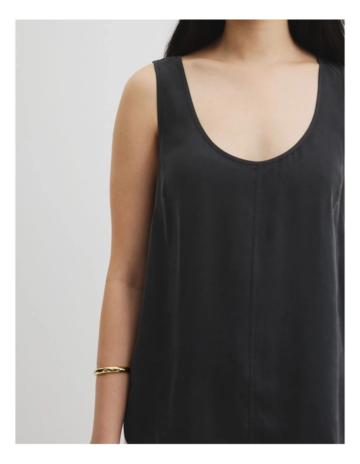 Cupro Scoop Neck Tank in Black image 2