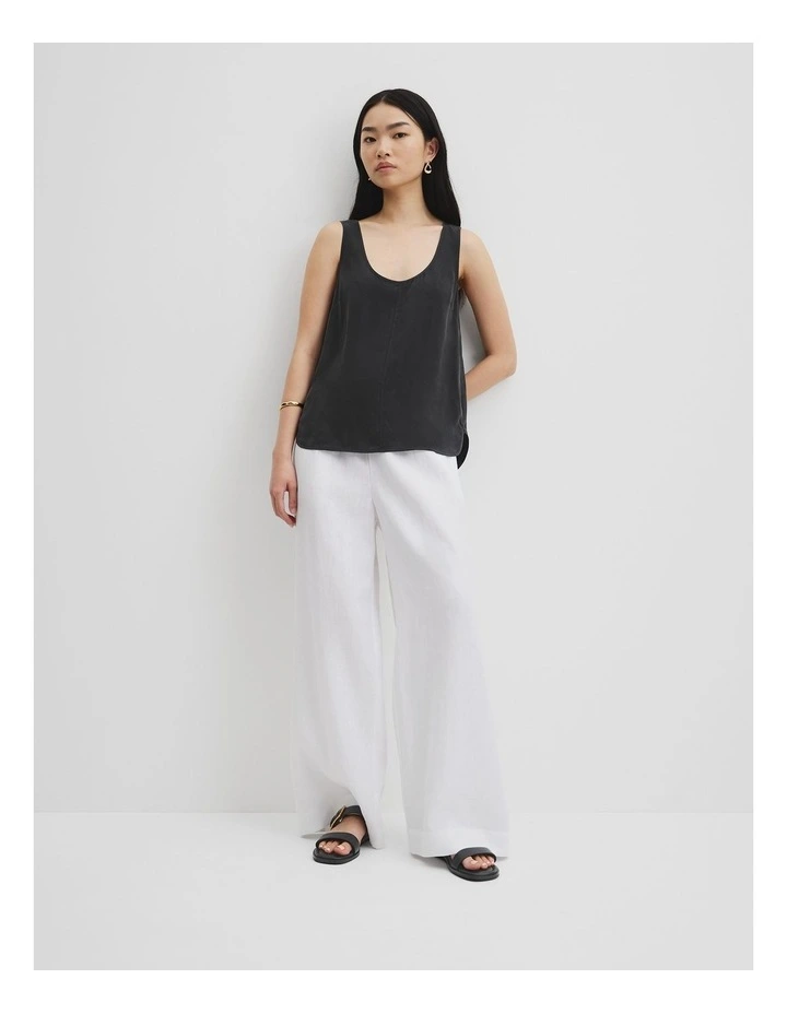 Cupro Scoop Neck Tank in Black image 3